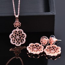 SINLEERY Series Jewelry Romantic Lace Hollow Flower Necklace Earring Ring Set Si - £11.17 GBP