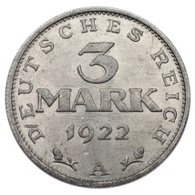 1922-A German 3 Mark 3rd Anniversary Of The Constitution Weimar Republic... - $604.97 MXN