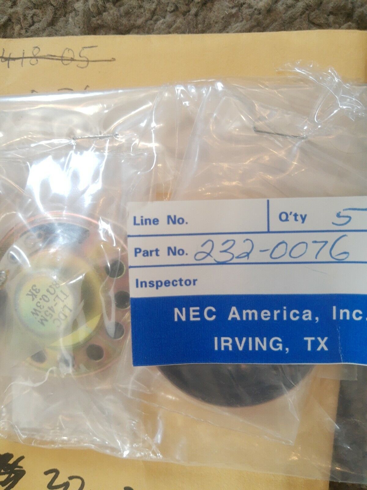 OEM NOS Vintage NEC Radio Pager Speaker # 232-0076 / 2320076 / ldc tl-45m 3W