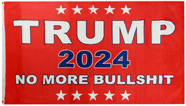 Trump 2024 No More Bs Bull$Hit Red 100D Woven Poly Nylon 3X5 3&#39;X5&#39; Flag Banner - £18.52 GBP