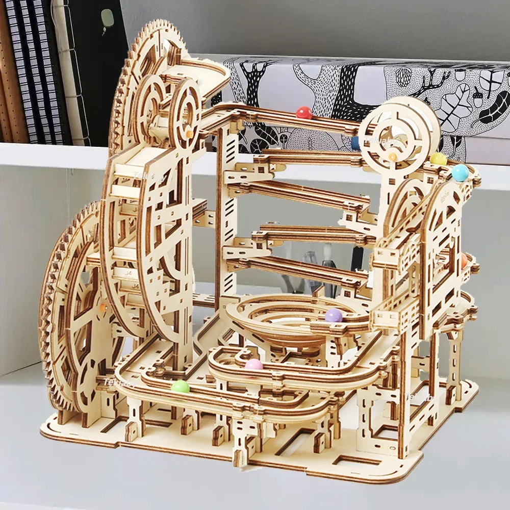 3d Wooden Puzzle Marble Runs Mechanical Puzzles Self Assembly Toy STEAM - £25.67 GBP+