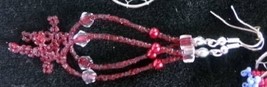 Native American 3&quot; Beaded CROSS Dangle Earrings Crimson Red Clear Glass Beads Se - £19.97 GBP