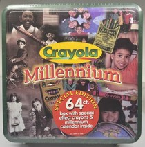 Crayola Millennium 64 Ct Special Effects Crayons Collectible Tin 1999 Vintage - £9.04 GBP