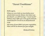 Poor Richard&#39;s Tavern Sweet Toothisms Menu Shore Road Ogunquit Maine 1990&#39;s - £24.91 GBP