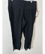 Lane Bryant LIVI Power Black Lace Side Hem High Rise Crop Leggings Size ... - $29.99