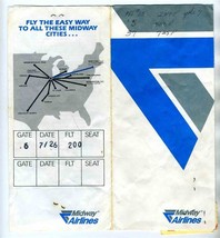 Midway Airlines Ticket Jacket Passenger Coupons Baggage Claim Checks 1983 - $17.80