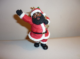 African American Santa w/ Christmas sack ornament. Colorful 3-1/2&quot; x 2&quot;x2&quot;.   - £6.41 GBP