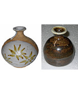 2 Small Vintage Studio Pottery Bud or Incense Vases Signed By ??  - $9.95