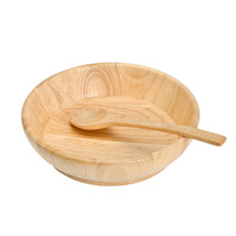 Kitchen Eco Friendly Serving Bowl and Spoon Brown Rain Tree Décor Wooden Set - £18.34 GBP