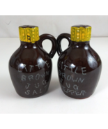 Vintage Little Brown Jug 3.75&quot; Salt &amp; Pepper Shakers Japan - $9.69