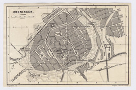 1881 Antique City Map Of Groningen / Holland / Netherlands - £21.02 GBP