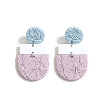Extured polymer clay earrings for women unusual candy color geometric stamped clay drop thumb200