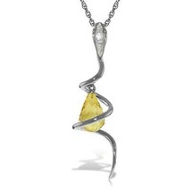 2.28 Carat 14K White Gold Dangling Natural Citrine &amp; Diamond Necklace 14&quot; - 24&quot;  - £404.35 GBP