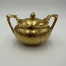 Reinhold Schlegelmilch Sugar Bowl 24K Gold Gilt Etch Pattern Serveware G... - $26.10