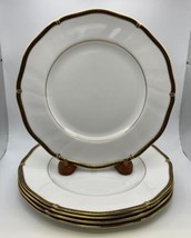 Set Of 5 Wedgwood Bone China Windsor Black Dinner Plates - £207.82 GBP