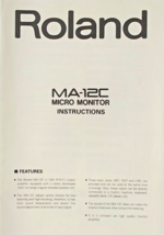 Roland MA-12C Micro Monitor Speaker Original Instructions Owner&#39;s Manual Book. - £19.41 GBP