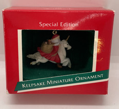 Hallmark Miniature Christmas Ornament Santa on Unicorn Magic Ride 1989 - £6.14 GBP