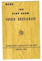 The Pine Room Venice Restaurant Menu Gloucester City New Jersey 1950&#39;s - £21.83 GBP