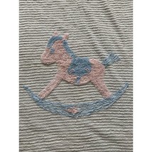 Vtg Chenille Pink Rocking Horse Lightweight Bedspread Baby Blanket 42x64 - £45.05 GBP
