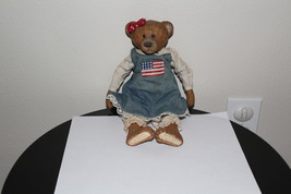 Vintage Rare Ceramic Head Paws GIRL Teddy Bear Fabric Stuffed Body Red B... - $149.99