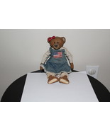 Vintage Rare Ceramic Head Paws GIRL Teddy Bear Fabric Stuffed Body Red B... - £121.77 GBP