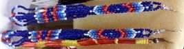 Native American Dance Regalia Beaded Earrings 4&quot; Glass Beads Blues Orange White  - £31.92 GBP