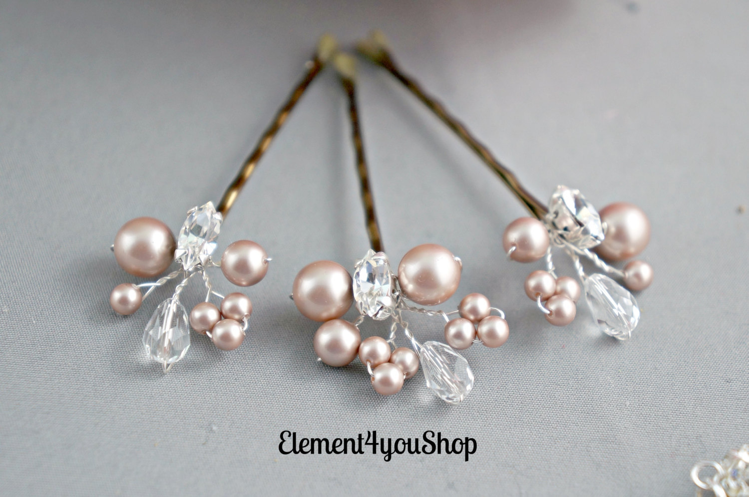 Bridal Hair Pins. Pearl Rhinestones Crystals Pins. Cluster Pearl Hair Clips. Wed