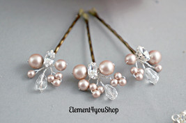 Bridal Hair Pins. Pearl Rhinestones Crystals Pins. Cluster Pearl Hair Cl... - $25.00