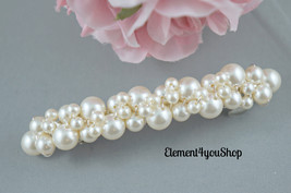 Bridal Barrette, Wedding Pearl Cluster Barrette, Ivory white cream pearls barret - £23.97 GBP