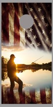 Aged American Flag Boat lake Fishing Design B Corn hole Board Decal Wraps - £15.79 GBP+