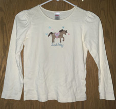 Gymboree Equestrian Horse Top 8 ivory long sleeved - $9.89