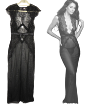Dreamgirl Sexy Mesh &amp; Lace Sheer Plunging Long Nightgown Size Large - £39.22 GBP