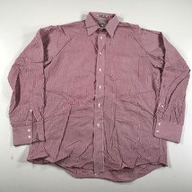 Vintage Burberrys Shirt Mens 15.5 33 Red Purple White Striped Button Down Cotton - £25.72 GBP