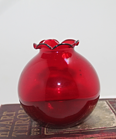 Vintage Ruby Red Round Rose Bowl Vase - $15.58