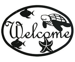 Wrought Iron Welcome Sign Ocean Life Sea Under Water Beach House Vacation Home - £18.88 GBP