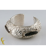 Argent Sterling Manchette Bracelet avec Marron Blanc Pierres Vines Volut... - €798,98 EUR