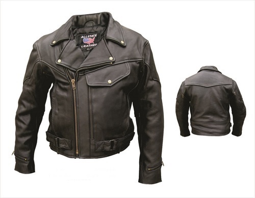 Allstate Leather Mens Naked Leather Pistol Pete Motorcycle Jacket AL2042 - $216.00 - $243.00