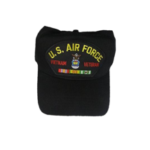 U.S. AIR Force Vietnam Veteran Hat with Ribbons and USAF Crest Cap - Black - Vet - £14.06 GBP