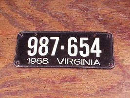 1968 Virginia Mini License Plate Cereal Giveaway, number 987-654, White,... - $6.95