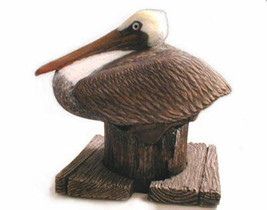 Brown PELICAN sculpture wildlife bird seashore art sculpture - £41.19 GBP