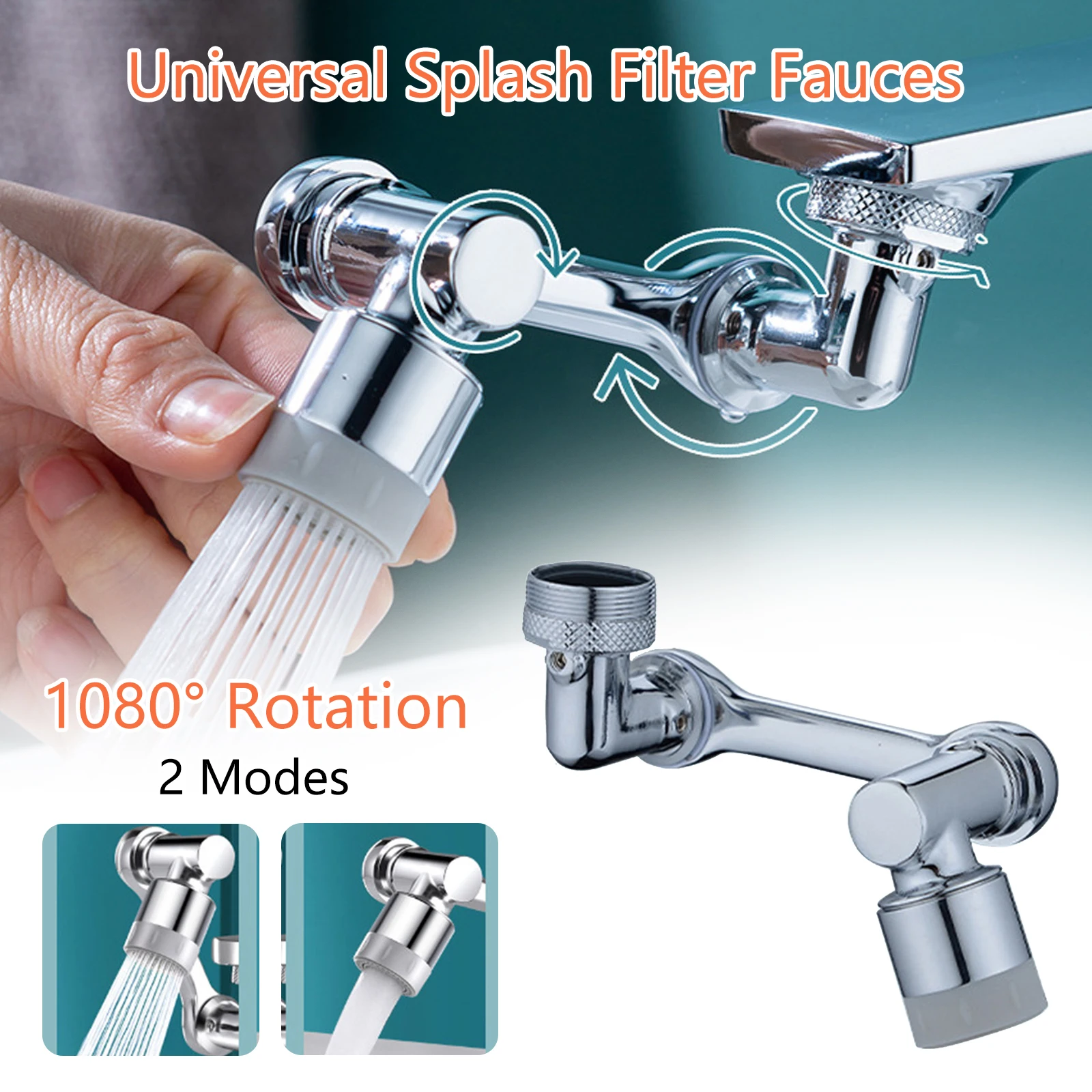 House Home 2pcs Universal Faucets - Two Water Outlet Modes with 1080° Angle Rota - £19.98 GBP