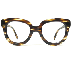 Warby Parker Eyeglasses Frames Banks 256 Brown Striped Horn Round 52-21-145 - £51.22 GBP