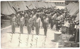 WW2 B&amp;W Photo of Troops in formation between Tents - Training Camp. Names - $13.10