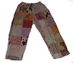 Fair Trade Patchwork Trousers Real Patches in Old Batik Material by Terrapin (La - £24.23 GBP