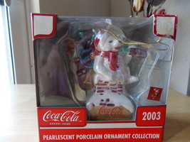 2003 Coca Cola Bottling Company Porcelain Polar Bear Ornament  - £11.79 GBP