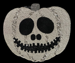 Christian Siriano Halloween Beaded Skeleton Jack O Lantern Placemats Set of 7 - £164.03 GBP