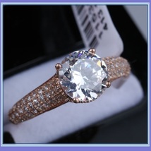 Brilliant Sparkle Crystal CZ Crown Set Pave Encrusted Jeweled Betrothal Ring  image 5