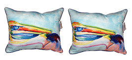 Pair of Betsy Drake Pelican Head Small Outdoor Indoor Pillows 11X 14 - £55.26 GBP