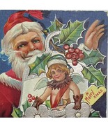 Santa Claus Smoking Pipe Bell Angel Antique Sales Sample Christmas Postc... - £6.95 GBP