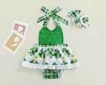 NEW Baby Girl St Patrick&#39;s Day Green Sequin Shamrock Romper Jumpsuit Dress - $7.14
